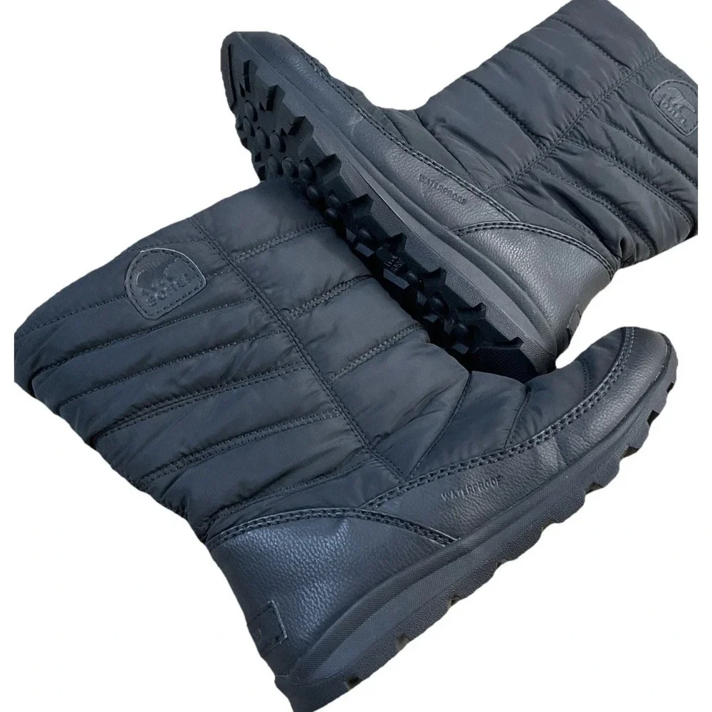 Sorel Whitney Waterproof Puff Winter Snow Boots Youth 3‎ Black Insulated Cold